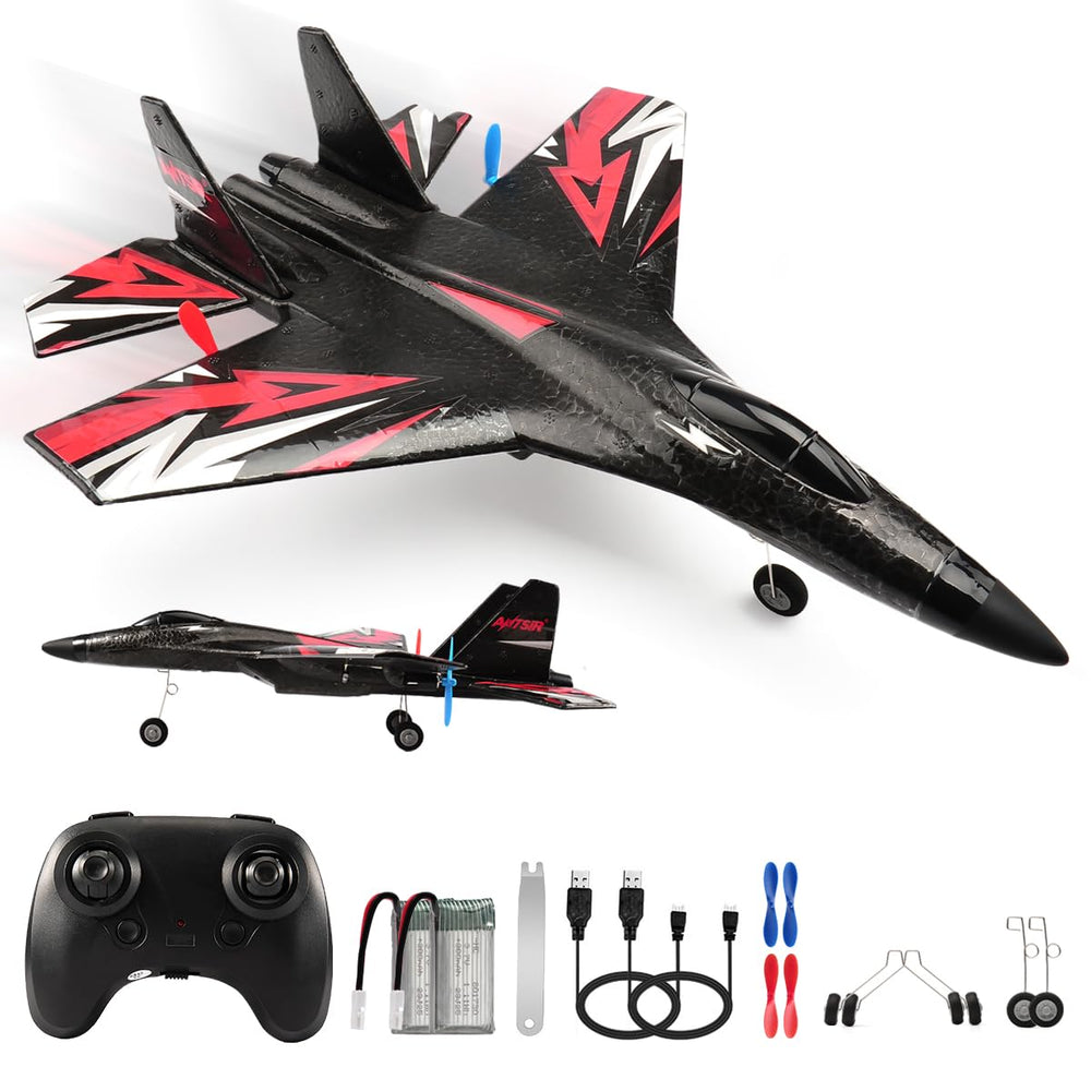 RoofWorld New Upgrade SU27 RC Airplane Remote Control Fighter Toys 2.4GHz 6-axis Gyro Stabilizer RTF Glider Aircraft Plane with 2 Batteries Easy to Fly Outdoor Toy for Adults Kids Beginners Boys