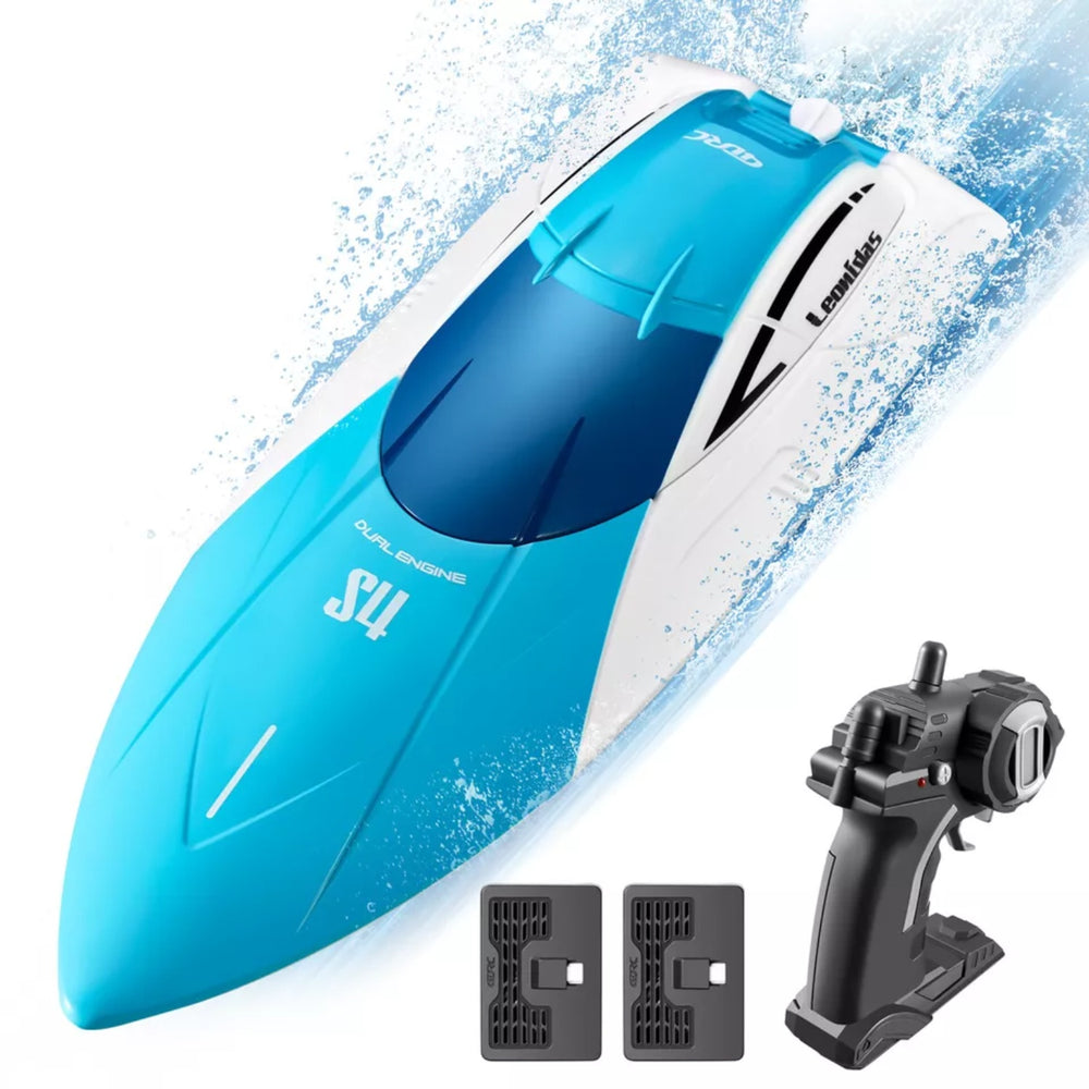 RC-Boot, Ferngesteuertes Boot Fur Kinder Und Erwachsene, 2, 4 GHz, Rennboote Fur Pools Und Seen, Alarm Bei Niedrigem Batteriestand, Kenterwiederherstellung, 2 Wiederaufladbare Battery