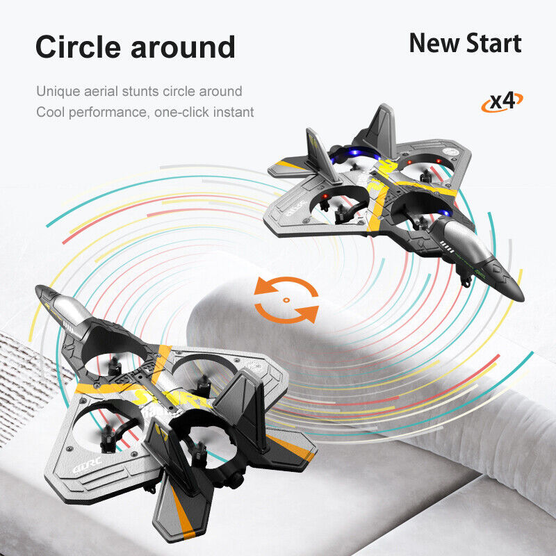 V17 Remote Control Plane 2.4Ghz Foam RC Airplanes Helicopter Quadcopter, Spinning Drone With Cool Light, Gifts For Kids Adults