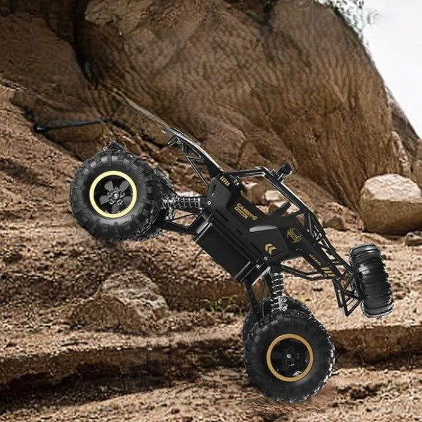 1:12 Rock Crawler 4WD RC Truck – Metal Shell, LED Headlights & 2 Batteries