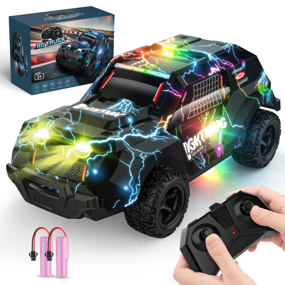 Remote Control Car for Boys 4-7 Off Road Mini RC Car for Kids Cool Light Up 1/24 Scale Hobby RC Cars Truck Race Car Toy Christmas Birthday Gifts for 3 4 5 6 7 8 Years Old Boys