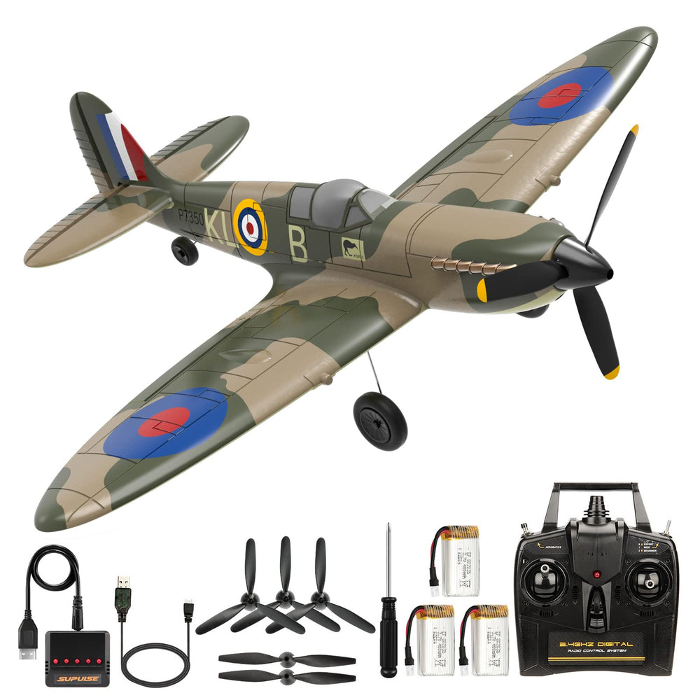 ANTSIR RC Plane Spitfire Fighter 4 Channel Remote Control Airplane with Gyro System for Adults Boys Beginners