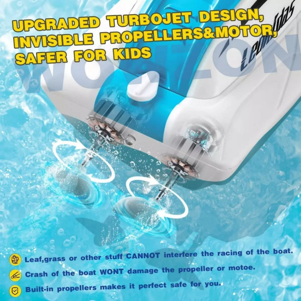 RC-Boot, Ferngesteuertes Boot Fur Kinder Und Erwachsene, 2, 4 GHz, Rennboote Fur Pools Und Seen, Alarm Bei Niedrigem Batteriestand, Kenterwiederherstellung, 2 Wiederaufladbare Battery