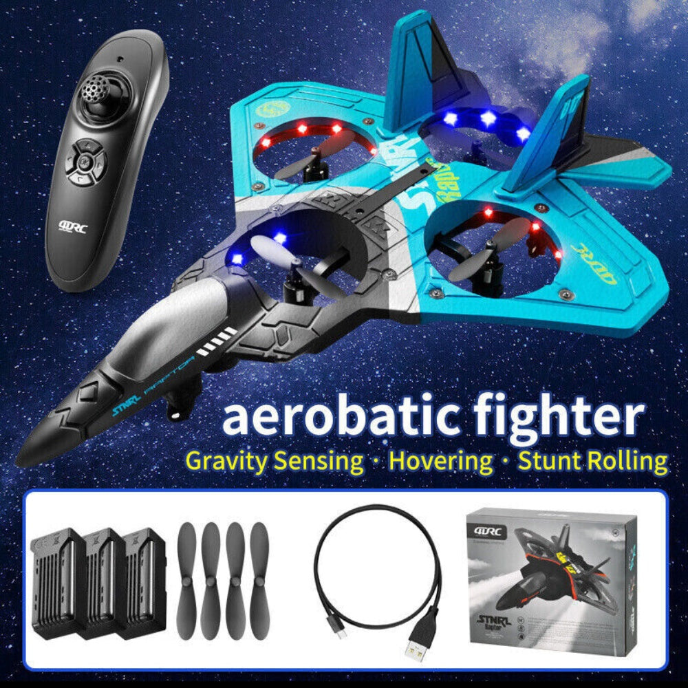 V17 Remote Control Plane 2.4Ghz Foam RC Airplanes Helicopter Quadcopter, Spinning Drone With Cool Light, Gifts For Kids Adults