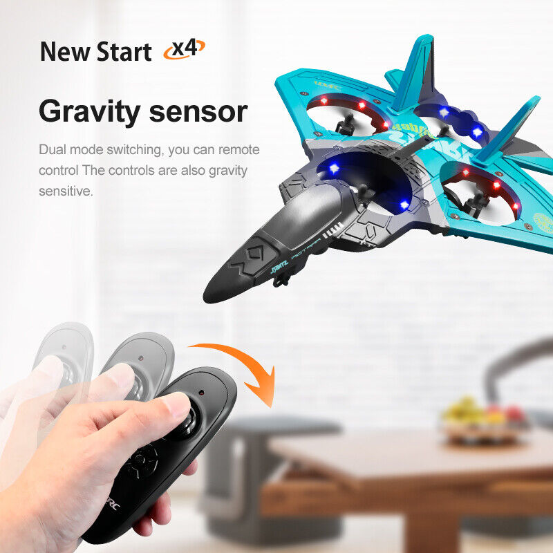 V17 Remote Control Plane 2.4Ghz Foam RC Airplanes Helicopter Quadcopter, Spinning Drone With Cool Light, Gifts For Kids Adults