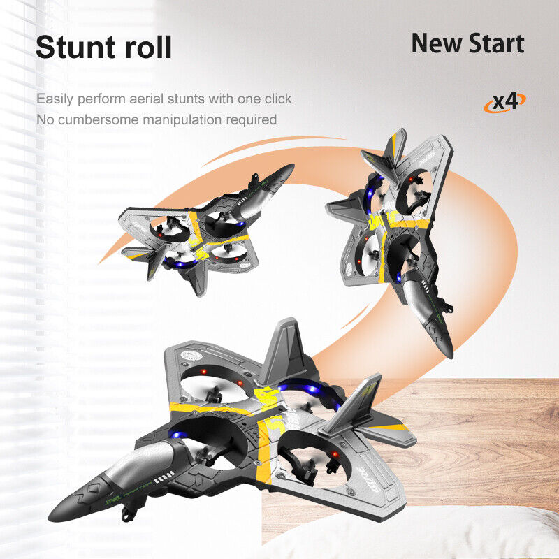 V17 Remote Control Plane 2.4Ghz Foam RC Airplanes Helicopter Quadcopter, Spinning Drone With Cool Light, Gifts For Kids Adults
