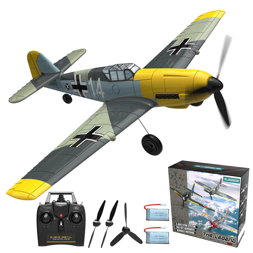 GLUISEUR RC Plane 4 Channel Remote Control Airplane - Ready to Fly BF-109 RC Airplane for Beginners Adult with Xpilot Stabilization System & One Key Aerobatic