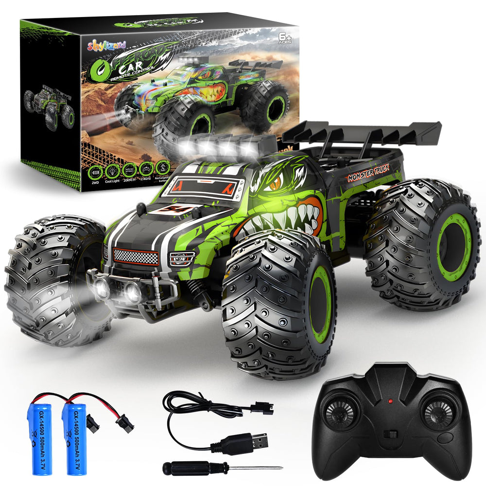 Remote Control Car Rc Cars for Boys Age 6-8 8-12 2.4Ghz All Terrain Rc Truck Toys with Headlights and Car Body Lights 20 KM/H Off Road Remote Control Monster Truck Ideal Gift for Kids 6 7 8 9 10+